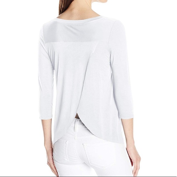 Three Dots Tops - Three Dots White Split Back 3/4 Sleeve Top NWT Sm